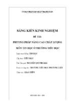 Phương pháp nâng cao chất lượng môn tin học ở trường tiểu học