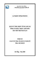 Quản lý nhà nước về du lịch tại tỉnh attapue, nước cộng hòa dân chủ nhân dân lào