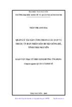 Quản lý tài sản công trong các đơn vị thuộc ủy ban nhân dân huyện đồng hỷ, tỉnh thái nguyên