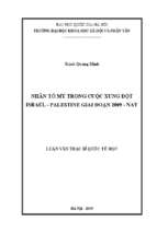Nhân tố mỹ trong cuộc xung đột israel palestine giai đoạn 2009 nay