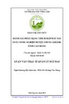 đánh giá phân hạng thích hợp đất sản xuất nông nghiệp huyện trùng khánh, tỉnh cao bằng