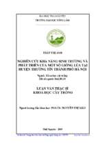 Nghiên cứu khả năng sinh trưởng và phát triển của một số giống lúa tại huyện thường tín thành phố hà nội