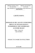Nghiên cứu năng lực cung ứng dịch vụ của doanh nghiệp logistics việt nam tại vùng kinh tế trọng điểm bắc bộ tt tiếng anh