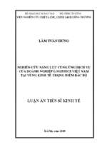 Nghiên cứu năng lực cung ứng dịch vụ của doanh nghiệp logistics việt nam tại vùng kinh tế trọng điểm bắc bộ