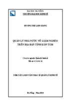 Quản lý nhà nước về giảm nghèo trên địa bàn tỉnh kon tum