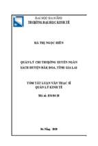 Quản lý chi thường xuyên ngân sách huyện đăk đoa, tỉnh gia lai