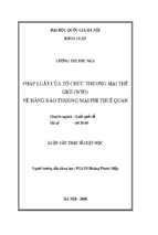 Pháp luật của tổ chức thương mại thế giới (wto) về hàng rào thương mại phi thuế quan