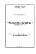 Chất lượng đào tạo cán bộ, công chức xã thực hiện xây dựng nông thôn mới ở thành phố hà nội