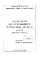 Tư duy xã hội học của chủ tịch hồ chí minh về tổ chức xã hội và xã hội hoá cá nhân