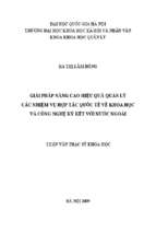 Giải pháp nâng cao hiệu quả quản lý các nhiệm vụ hợp tác quốc tế về khoa học và công nghệ ký kết với nước ngoài
