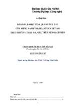 Khảo sát hoạt tính quang xúc tác của màng nanô tio2 sio2 được chế tạo theo phương pháp sol gel trên nền gạch men