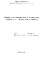 Thế ứng xử văn hoá việt nam từ truyền thống đến hiện đại và việc ứng dụng vào du lịch