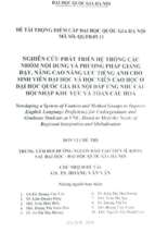 Nghiên cứu phát triển hệ thống các nhóm nội dung và phương pháp giảng dạy, nâng cao năng lực tiếng anh cho sinh viên đại học và học viên cao học ở đại học quốc gia hà nội