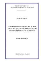 Các nhân tố ảnh hưởng đến việc áp dụng chuẩn mực báo cáo tài chính quốc tế cho doanh nghiệp nhỏ và vừa tại việt nam