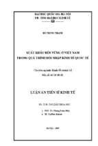 Xuất khẩu bền vững ở việt nam trong quá trình hội nhập kinh tế quốc tế