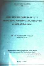 Phân tích đối chiếu trật tự từ trong động ngữ