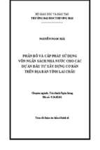 Phân bổ và cấp phát sử dụng vốn ngân sách nhà nước cho các dự án đầu tư xây dựng cơ bản trên địa bàn tỉnh lai châu (tt)