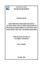 Hoàn thiện hoạt động kiểm soát rủi ro tín dụng trong cho vay trung dài hạn đối với khách hàng doanh nghiệp tại ngân hàng tmcp ngoại thương việt nam – chi nhánh quảng bình