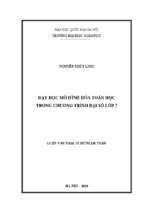 Dạy học mô hình hóa toán học trong chương trình đại số lớp 7