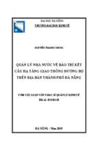 Quản lý nhà nước về bảo trì kết cấu hạ tầng giao thông đường bộ trên địa bàn thành phố đà nẵng