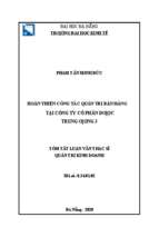 Hoàn thiện công tác quản trị bán hàng tại công ty cổ phần dược tw 3