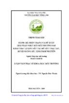 đánh giá hiện trạng và đề xuất giải pháp phục hồi môi trường sau khai thác quặng sắt tại mỏ sắt trại cau, huyện đồng hỷ, tỉnh thái nguyên