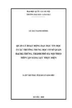 Quản lý hoạt động dạy học tin học ở các trường trung học cơ sở quận hai bà trưng, thành phố hà nội theo tiếp cận năng lực thực hiện