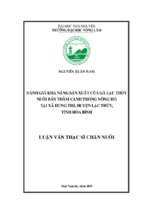 đánh giá khả năng sản xuất của gà lạc thủy nuôi bán thâm canh trong nông hộ tại xã hưng thi, huyện lạc thủy, tỉnh hòa bình