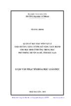 Quản lý dạy học môn vật lí theo hướng tăng cường kỹ năng thực hành cho học sinh ở trường trung học phổ thông huyện ba bể, tỉnh bắc kạn