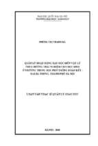 Quản lý hoạt động dạy học môn vật lý theo hướng trải nghiệm cho học sinh ở trường trung học phổ thông đoàn kết – hai bà trưng, thành phố hà nội