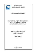 Quản lý nhà nước về hoạt động xuất, nhập khẩu tại tỉnh savannakhet, nước cộng hoà dân chủ nhân dân lào