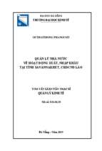 Quản lý nhà nước về hoạt động xuất, nhập khẩu tại tỉnh savannakhet, nước cộng hoà dân chủ nhân dân lào