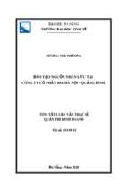 đào tạo nguồn nhân lực tại công ty cổ phần bia hà nội   quảng bình