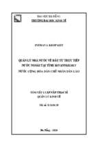 Quản lý nhà nƣớc về đầu tƣ trực tiếp nƣớc ngoài tại tỉnh savannakhet, nƣớc cộng hòa dân chủ nhân dân lào