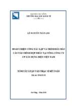 Hoàn thiện công tác lập và trình bày báo cáo tài chính hợp nhất tại tổng công ty cp xây dựng điện việt nam