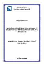 Quản lý chi ngân sách nhà nước trong đầu tư xây dựng cơ bản trên địa bàn huyện kon plông, tỉnh kon tum