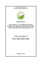 Thực trạng và giải pháp huy động nguồn lực trong xây dựng nông thôn mới tại huyện văn bàn, tỉnh lào cai