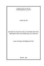 Dạy học các thao tác lập luận cho học sinh lớp 11 theo định hướng phát triển năng lực ngôn ngữ