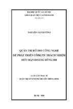 Quản trị rủi ro công nghệ để phát triển công ty trách nhiệm hữu hạn hoàng dũng hb
