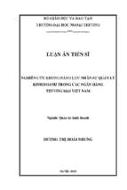 Nghiên cứu khung năng lực nhân sự quản lý kinh doanh trong các ngân hàng thương mại việt nam