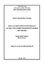 Nâng cao chất lượng nguồn nhân lực tại các khu công nghiệp thành phố hồ chí minh đến năm 2030