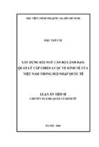 Xây dựng đội ngũ cán bộ lãnh đạo, quản lý cấp chiến lược về kinh tế của việt nam trong hội nhập quốc tế
