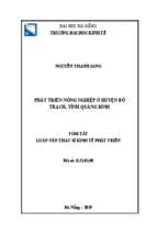 Phát triển nông nghiệp ở huyện bố trạch, tỉnh quảng bình