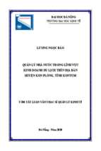 Quản lý nhà nước trong lĩnh vực kinh doanh du lịch trên địa bàn huyện kon plông  tỉnh kon tum