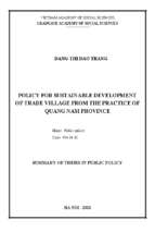 Chính sách phát triển bền vững làng nghề từ thực tiễn tỉnh quảng nam tt tiếng anh