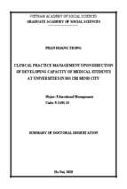 Quản lý hoạt động thực hành lâm sàng theo định hướng phát triển năng lực của sinh viên ngành y các trường đại học thành phố hồ chí minh tt tiếng anh