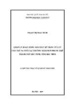 Quản lý hoạt động giáo dục kỹ năng tự lực cho trẻ 5 6 tuổi tại trường mầm non phong khê, thành phố bắc ninh, tỉnh bắc ninh