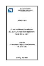 Nghiên cứu các nhân tố ảnh hưởng đến việc mua hàng lưu niệm trên thị trường thành phố đà nẵng