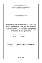 Nghiên cứu tổng hợp, cấu trúc và thăm dò hoạt tính sinh học, tính chất huỳnh quang của một số phức chất kim loại chuyển tiếp chứa phối tử loại quinoline (tt)