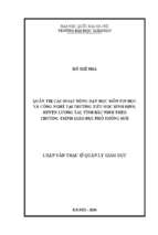 Quản trị các họat động dạy học môn tin học và công nghệ tại trường tiểu học bình định, huyện lương tài, tỉnh bắc ninh theo chương trình giáo dục phổ thông mới